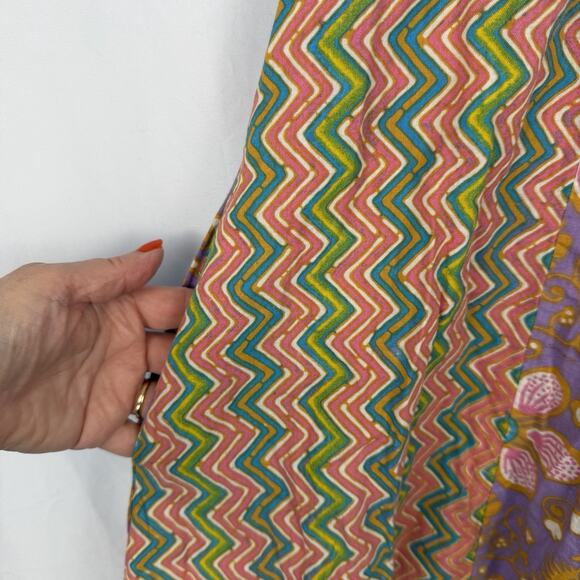 BATIK PUTRI Patchwork Tank Dress Womens Pink Green Purple Est Medium Boho Indie - Picture 7 of 7